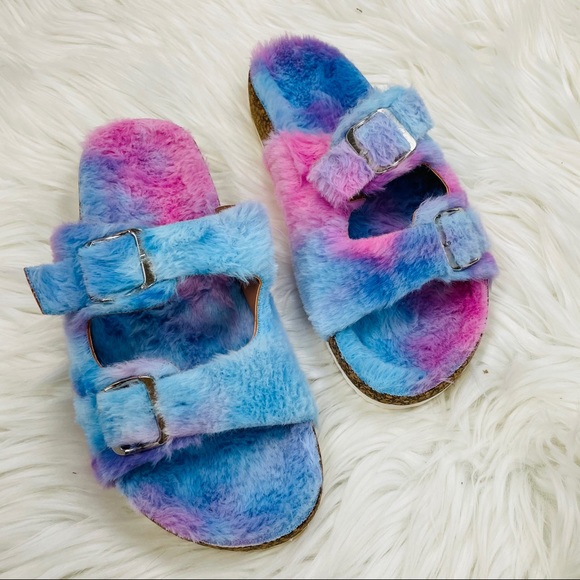 Purple tie dye fur sandal - Picture 2 of 6